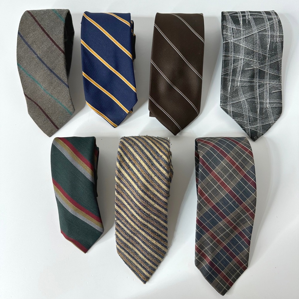 7 Vintage Mens Neck Ties Austin Manor Sears Hennessy Couture Mixed Patterns